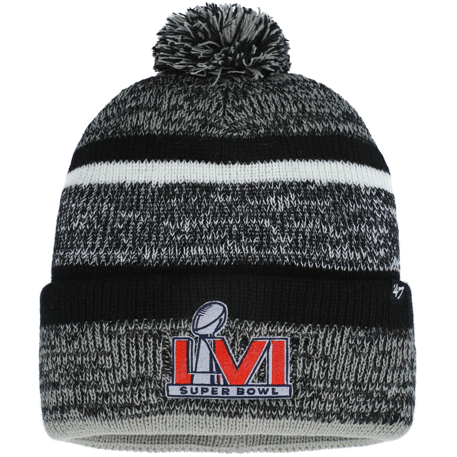 Buy Super Bowl LVI '47 Northward Cuffed Knit Hat with Pom - Black ...